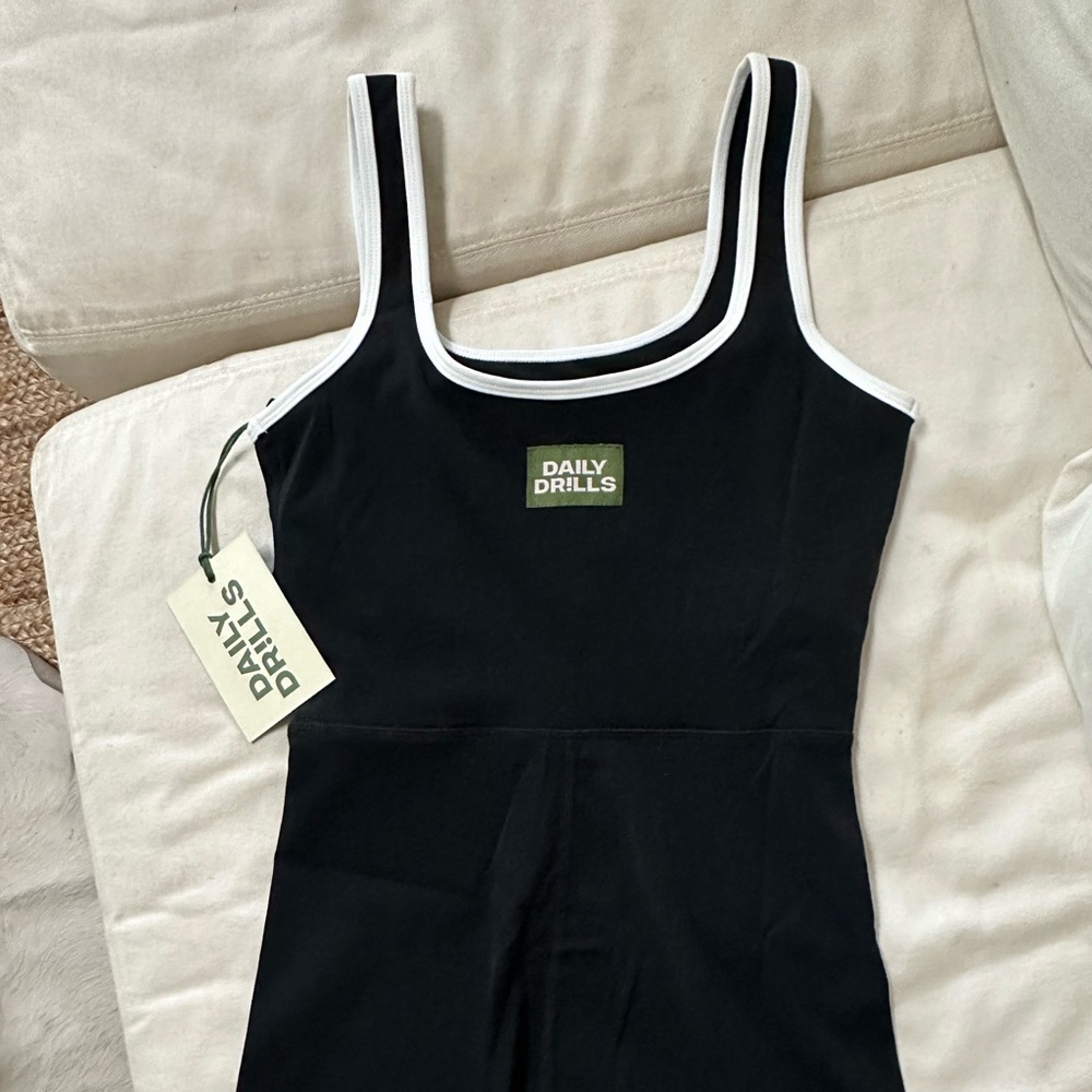 Daily Drills Go! Playsuit with Piping- black NWT